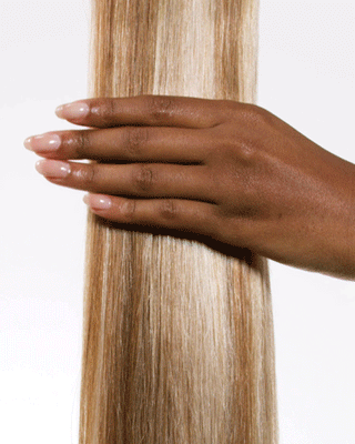 Animation of melrose bronde hair extension example.