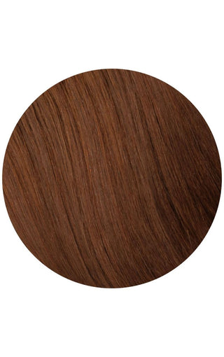 Auburn with highlights swatch of hair strand example on a white background