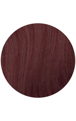 Cherry wine highlighted hair extension against a white background.