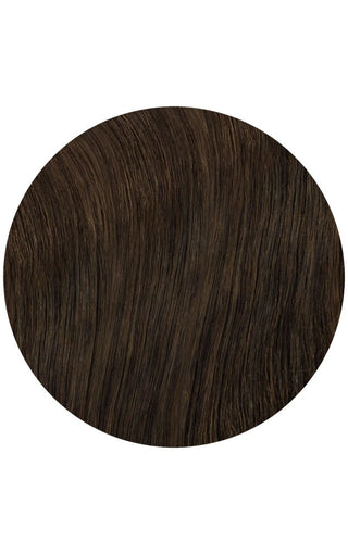 Dark Ash Brown highlighted hair extensions on a white background