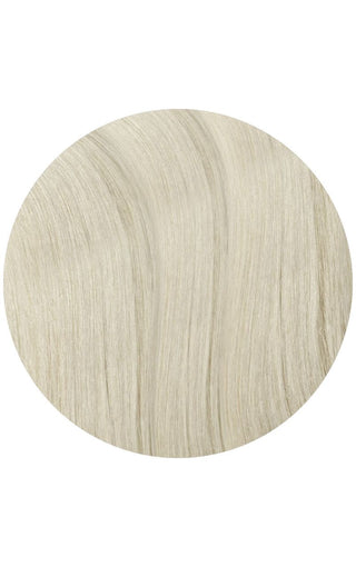 Iced blonde hair extension example on a white background.