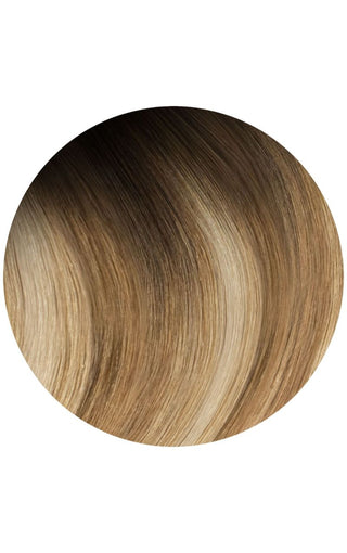 Melrose golden brond highlights swatch of hair strand on a white background